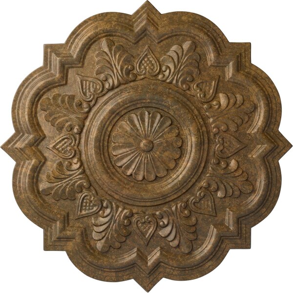 Ekena Millwork Deria Ceiling Medallion (Fits Canopies up to 6"), Hand-Painted Rubbed Bronze, 20 1/4"OD x 1 1/2"P CM20DRRZS - main